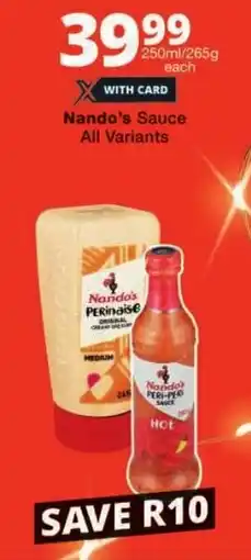 Checkers Nando's Sauce All Variants offer
