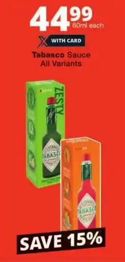Checkers Tabasco Sauce All Variants offer
