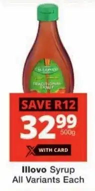 Checkers Illovo Syrup All Variants offer