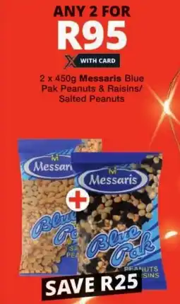 Checkers Messaris Blue Pak Peanuts & Raisins/ Salted Peanuts offer