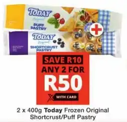 Checkers Today Frozen Original Shortcrust/ Puff Pastry offer