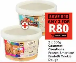 Checkers Gourmet Creations Frozen Smarties/ Funfetti Cookie Dough offer