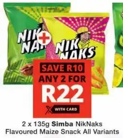Checkers Simba NikNaks Flavoured Maize Snack All Variants offer