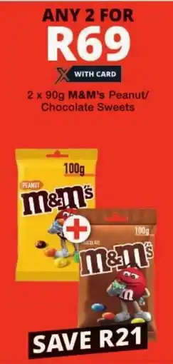 Checkers M&M's Peanut/ Chocolate Sweets offer