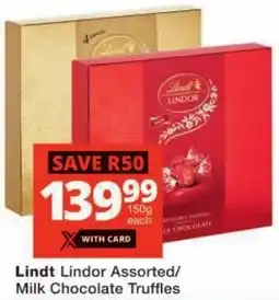Checkers Lindt Lindor Assorted/ Milk Chocolate Truffles offer