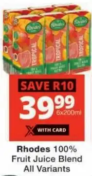 Checkers Rhodes 100% Fruit Juice Blend All Variants offer