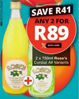 Checkers Rose's Cordial All Variants offer