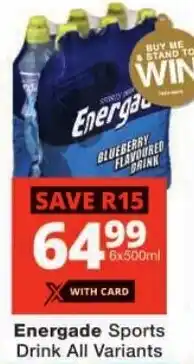 Checkers Energade Sports Drink All Variants offer