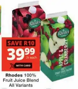 Checkers Rhodes 100% Fruit Juice Blend All Variants offer