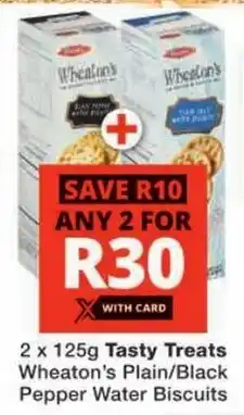 Checkers Tasty Treats Wheaton's Plain/ Black Pepper Water Biscuits offer