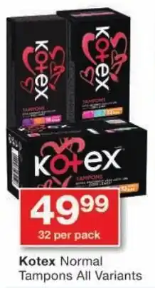 Checkers Kotex Normal Tampons All Variants offer