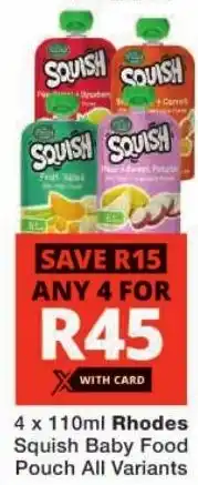Checkers Rhodes Squish Baby Food Pouch All Variants offer