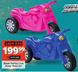 Checkers Zeus Harley Low Rider Ride-On offer