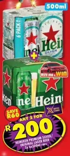 Shoprite Liquor Heineken premium silver/ original lager beer cans offer