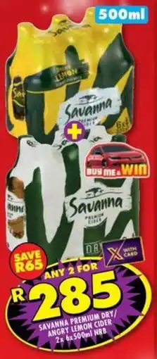Shoprite Liquor Savanna premium dry/ angry lemon cider nrb offer