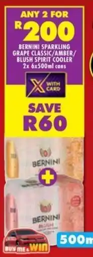 Shoprite Liquor Bernini sparkling grape classic/ amber/ blush spirit cooler cans offer