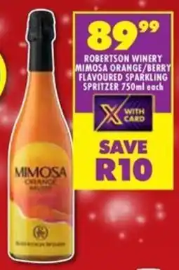 Shoprite Liquor Robertson winery mimosa orange/ berry flavoured sparkling spritzer offer