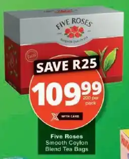 Checkers Hyper Five Roses Smooth Ceylon Blend Tea Bags offer