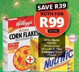 Checkers Hyper Alpen Nutrific Wholewheat Biscuits & Kellogg's Corn Flakes offer