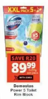 Checkers Hyper Domestos Power 5 Toilet Rim Block offer
