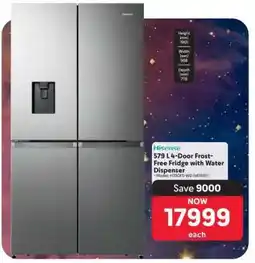 Makro Hisense 579 L 4-Door Frost Free Fridge with Water Dispenser offer