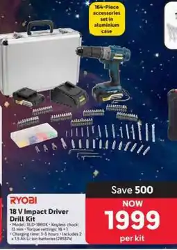 Makro RYOBI 18 V Impact Driver Drill Kit offer