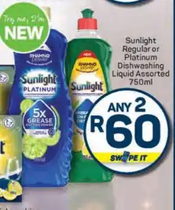 Pick n Pay Sunlight Regular or Platinum Dishwashing Liquid Assorted 750ml offer