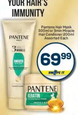 Pick n Pay Pantene Hair Mask 300ml or 3min Miracle Hair Conditioner 200ml Assorted Each offer