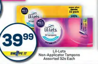 Pick n Pay Lil-Lets Non-Applicator Tampons Assorted 32s Each offer