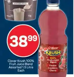 Pick n Pay Clover Krush 100% Fruit Juice Blend Assorted 1.5 LItre Each offer