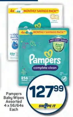 Pick n Pay Pampers Baby Wipes Assorted 4 x 56/64s Each offer