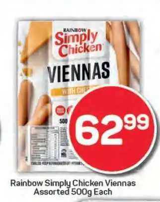 Pick n Pay Rainbow Simply Chicken Viennas Assorted 500g Each offer