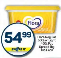 Pick n Pay Flora Regular 50% or Light 40% Fat Spread 1kg Tub Each offer