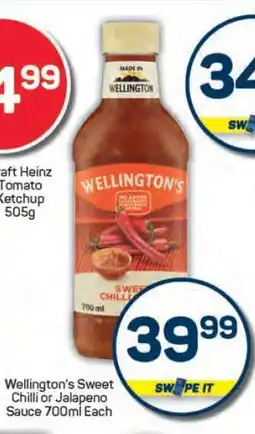 Pick n Pay Wellington's Sweet Chilli or Jalapeno Sauce 700ml Each offer