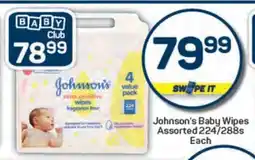 Pick n Pay Johnson’s Baby Wipes Assorted 224/288s offer