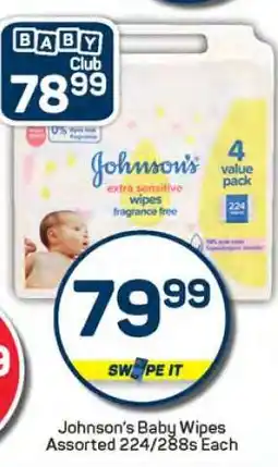 Pick n Pay Johnson's Baby Wipes Assorted 224/288s Each offer