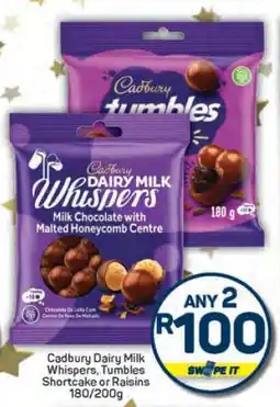 Pick n Pay Cadbury Dairy Milk Whispers, Tumbles Shortcake or Raisins offer