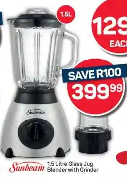 Pick n Pay Sunbeam 1.5 Litre Glass Jug Blender with Grinder offer