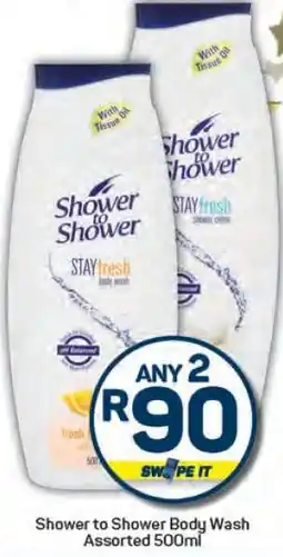 Pick n Pay Shower To Shower Body Wash Assorted 500ml offer