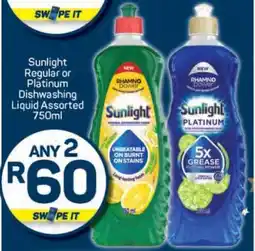 Pick n Pay Sunlight Regular or Platinum Dishwashing Liquid Assorted 750ml offer