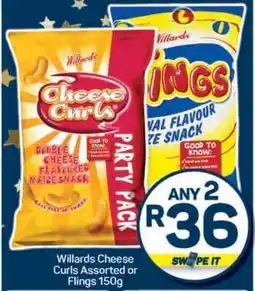 Pick n Pay Willards Cheese Curls Assorted or Flings 150g offer