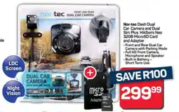 Pick n Pay Hypermarket Nor-tec Dash Dual Car Camera and Dual Sim Plus HikSemi Neo 32GB MicroSD Card and Adapter offer
