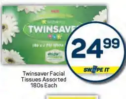 Pick n Pay Twinsaver Facial Tissues Assorted 180s Each offer