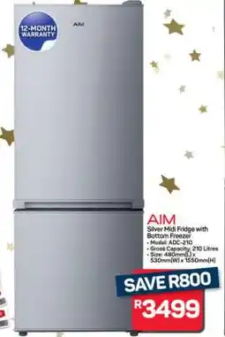 Pick n Pay Hypermarket AIM Silver Midi Fridge with Bottom Freezer offer