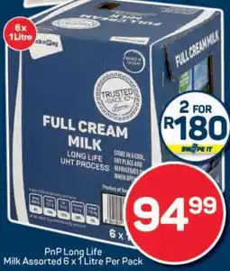 Pick n Pay PnP Long Life Milk Assorted 6 x 1 Litre Per Pack offer