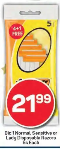 Pick n Pay Bic 1 Normal, Sensitive or Lady Disposable Razors offer