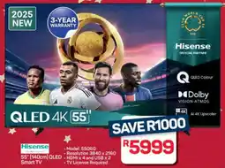 Pick n Pay Hypermarket Hisense 55'' (140cm) QLED Smart TV offer