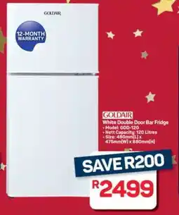 Pick n Pay Hypermarket Goldair White Double Door Bar Fridge offer