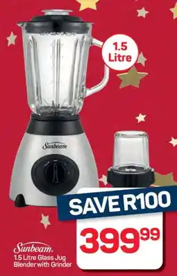 Pick n Pay Hypermarket Sunbeam 1.5 Litre Glass Jug Blender with Grinder offer