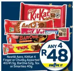 Pick n Pay Nestlé Aero, KitKat 4 Finger or Chunky Assorted, BarOne, Tex or Smarties offer